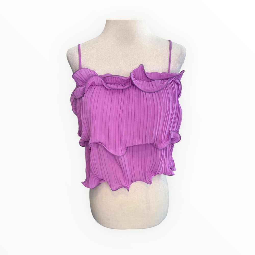 Lush Lavender‎ Pleated Ruffle Cami Top Women's Size Large NWT